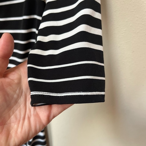 White House Black Market Women’s Black White Striped Stretch Jersey Mini Dress S - Picture 4 of 12